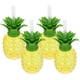 thumbnail image 1 of Juego de 4 vasos de plástico con forma de piña, con tapa y pajita. Ideal para fiestas., 1 of 7
