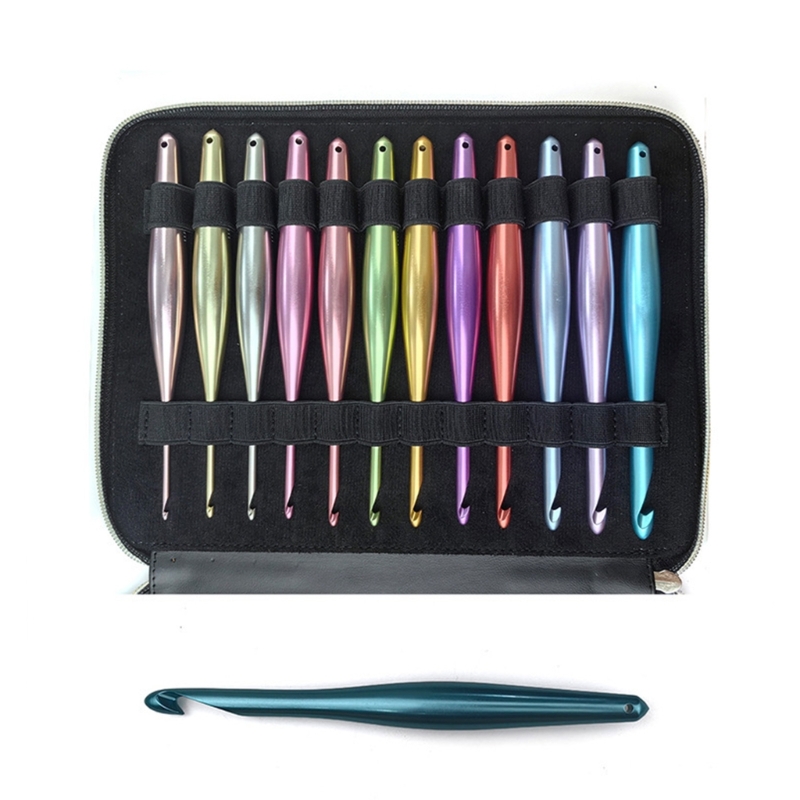 Zecic 12Pcs Aluminum Crochet Hook Needle 3.0mm-10mm Metal Crochet Hook Knitting Tool