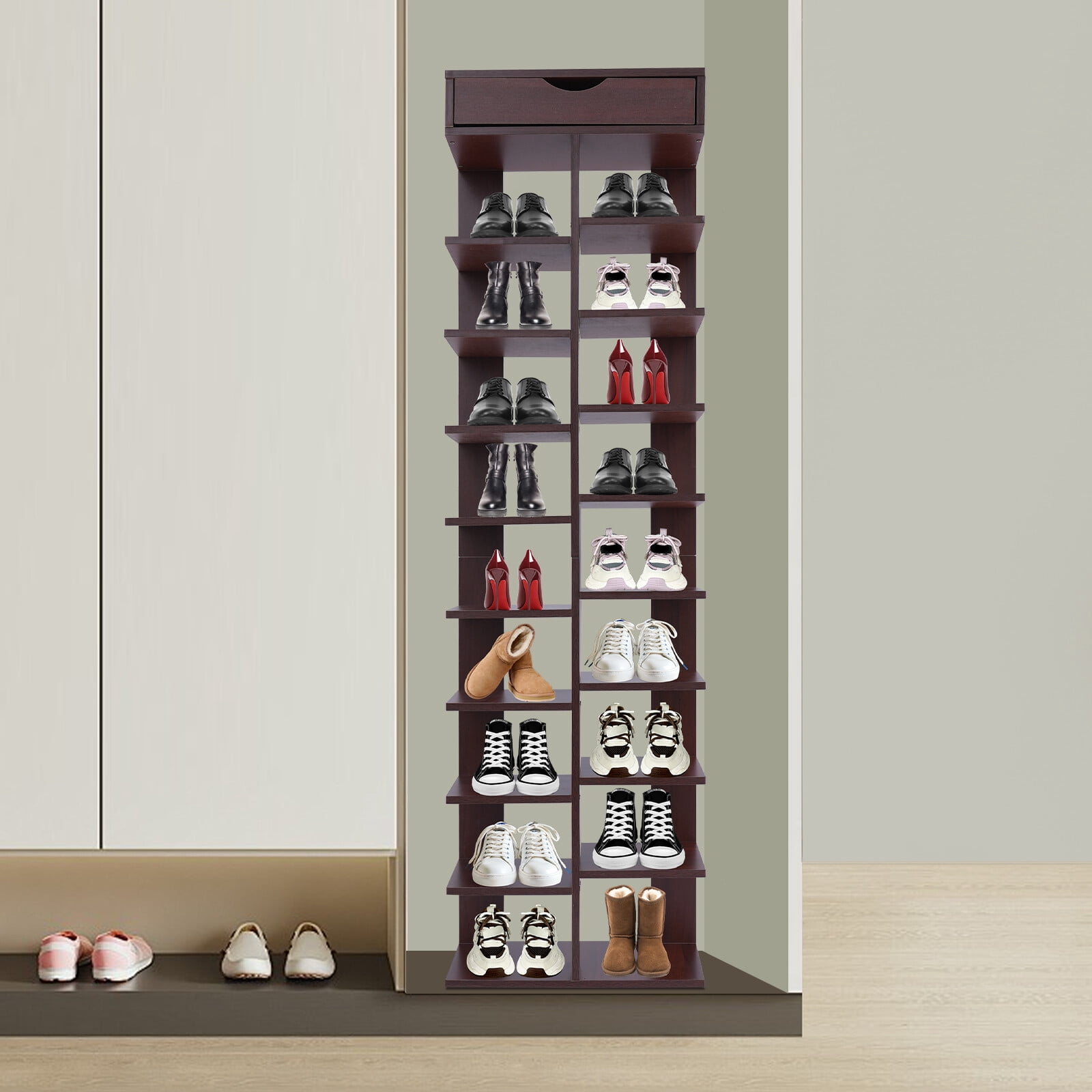 10 Tier Vertical Shoe Rack, Free Standing Shoe Storage Rack, Modern Shoe Rack