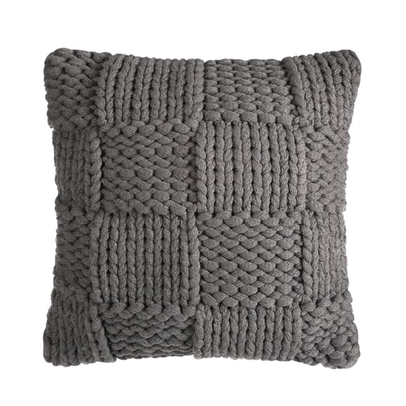 Better Homes and Garden Chunky Sweater Knit Pillow, Gray, 18" X 18"