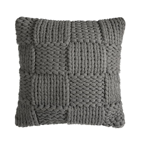 Better Homes & Garden Chunky Sweater Knit Pillow, Gray, 18 in x 18 in, Square, Polyester Fill