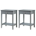 thumbnail image 3 of Gymax Table de Chevet 2 Pcs Table d'Appoint de Canapé Bout de Canapé Chambre Salon avec Tablette Tiroir Gris, 3 of 10