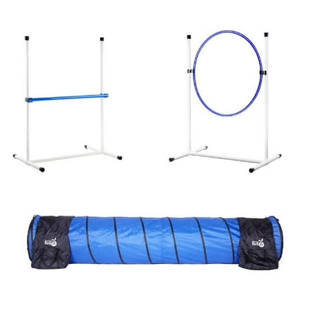 UPC: 0850019336009 | Better Sporting Dogs 3 Pc Dog Agility Equipment | Bar Jump | Tire Jump | 10’ Tunnel & Bags
