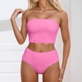 thumbnail image 2 of Daznico Women's Strapless Bikini Set Off The Shoulder Two Piece Swimsuit High Waisted High Slit Swimsuit,L, 2 of 5