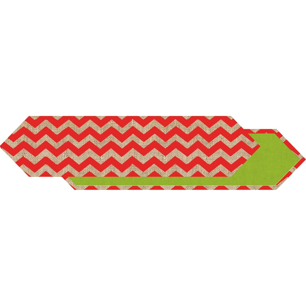 Red Chevron Holiday Cotton and Burlap Table Runner