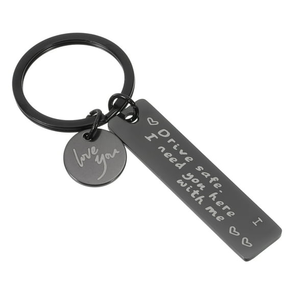 Uxcell Drive Safe Love You Letter I Keychain with Gift Box for Him Men Christmas Valentines Day Gifts, Black