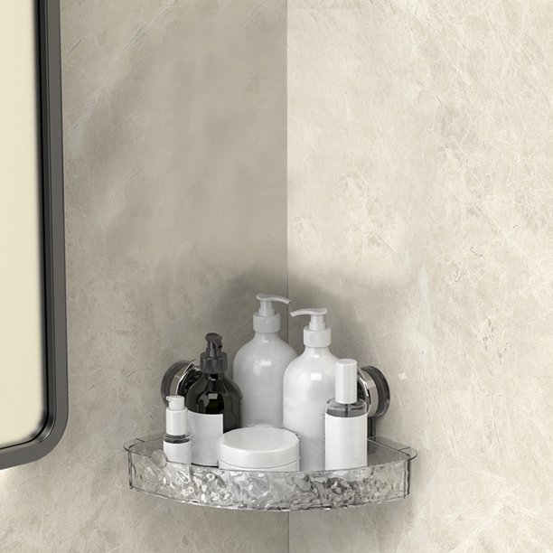 Fiudx Ofertas y liquidaciones Estante de ventosa con diseño de glaciar estilo Caddy de pared transparente sin taladro, almacenamiento rectangular multifuncional extraíble para Baño