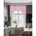 thumbnail image 3 of Pink Morocco Swag Valances for Windows, Small Curtains Drapes, Moroccan Boho Ethnic Abstract Grid Art Kitchen Window Curtains Over Sink Window Treatment Valance for Bedroom/Bathroom 56"x36", 3 of 5