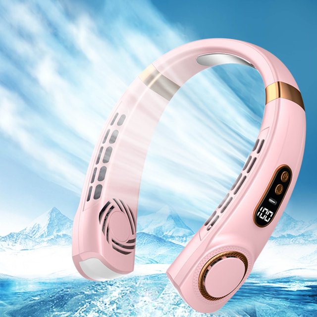 Neck Fans That Blow Cold Air,Portable Personal Neck Fans,USB Portable Neck Hanging Fan Cold Fan Handheld Rechargeable Mute Sports Fan 5-Speed Colorful Ambient Light Neckband Leafless Fan Home Office