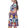 thumbnail image 2 of Lsque Starfish And Turtle Print Women's Casual Dress T-Shirt Summer Short Sleeve Scoop Neck Swing Dresses, 2 of 6
