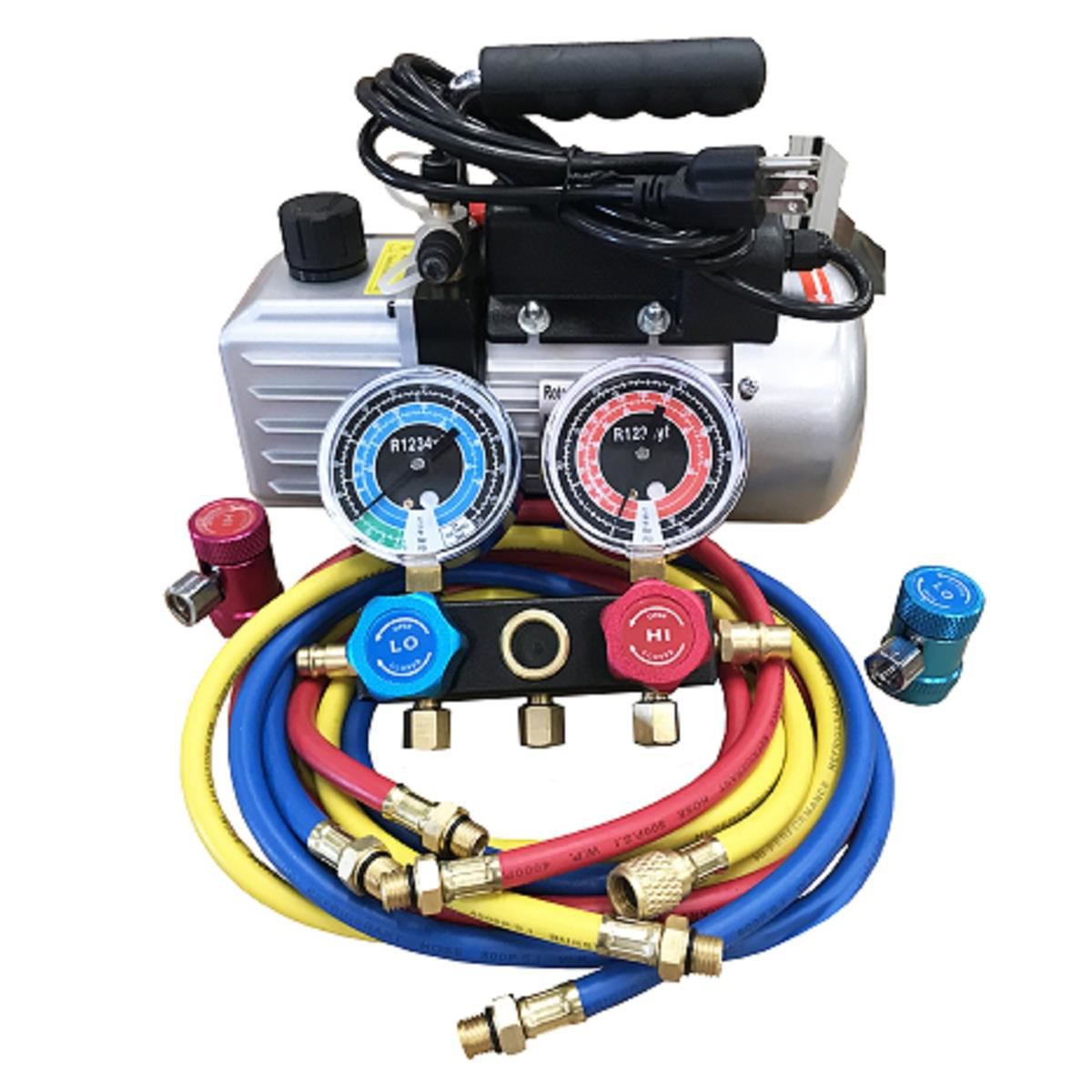 FJC 9281YF Manifold Gauge Set with 5.0 CFM Vacuum Pump R1234yf R134a