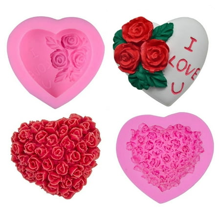 

3D Heart Rose Silicone Rubber Flexible Food Safe Mould Clay Resin Ceramics Candy Fondant Candy Chocolate Soap Mould