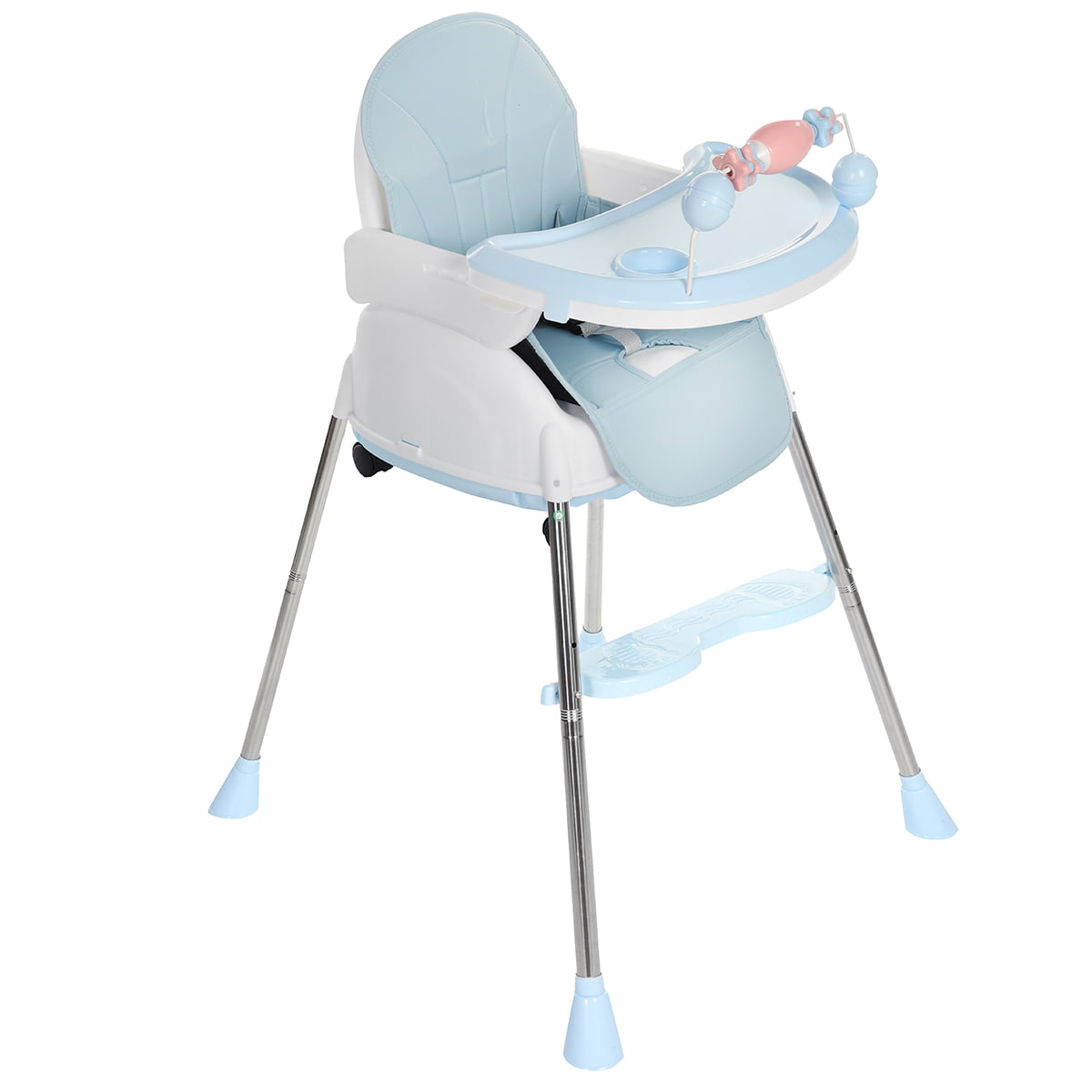 High Chairs Adjustable Kid Seat Foldable Baby Feeding Highchair Non-Slip Blue