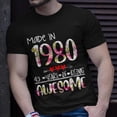 thumbnail image 2 of 43Th Birthday For Women Floral Made In 1980 Birthday TShirt, 2 of 6