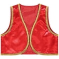 thumbnail image 3 of Manyakai Boys Arabian Prince Waistcoat Halloween Kids V-Neck Sleeveless Open Front Golden Suit Vest Red 6, 3 of 6