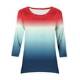 thumbnail image 6 of aidice 3/4 Length Sleeve Womens Tops Casual Round Neck Shirts Loose Comfy Gradient Color Tee Shirts, 6 of 6