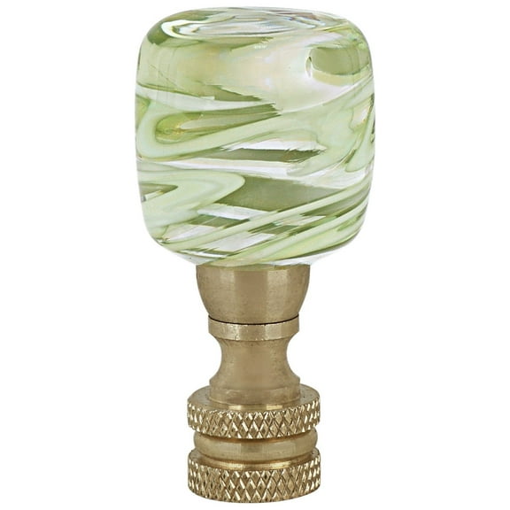 Aspen Creative 24026-41, Clear with Green Grain Glass Lamp Finial in Copper, 2" Tall