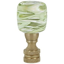 Aspen Creative 24026-41, Clear with Green Grain Glass Lamp Finial in Copper, 2" Tall