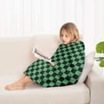 thumbnail image 4 of Green and Black Checkerboard Pattern Blanket Hoodies for Kids 6-13YR Oversize Wearable Blanket Hoodies for Boys Girls Teens, 4 of 7