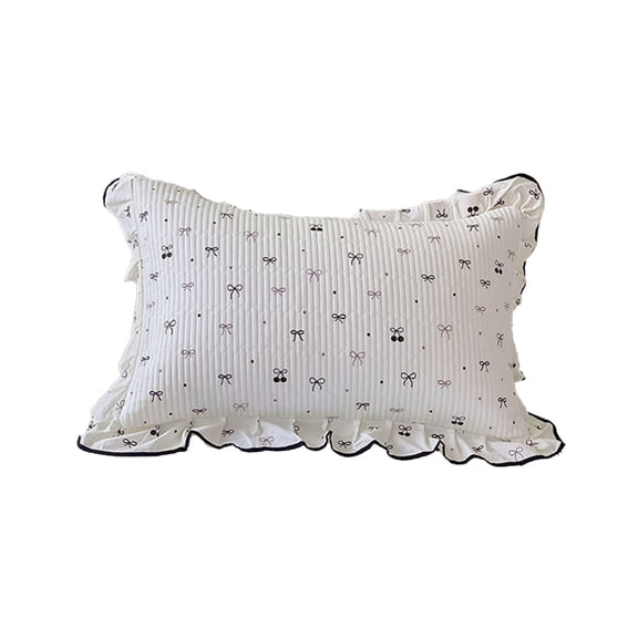 PEIBang Double Layers Muslin Pillowcase,Vintage Bowknot Print Pillow Case Ruffled Pillow Cover for Bed Couch Sofa Home Decorations