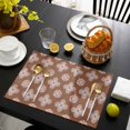 thumbnail image 3 of Brown Floral Placemats Set of 12, Spring Flowers Modern Abstract Art Farmhouse Placemats for Dining Table, Place Mats for Kitchen Tabletop, Waterproof Wipeable Dining Table Mats Set, 3 of 9