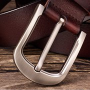 Costyle Mens Genuine Leather Belt Belts With Classic Silver Buckle, Brown