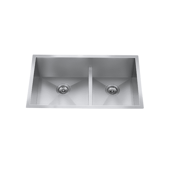 32 inch Zero Low Divide Double Bowl Kitchen Stainless Steel Sink with Strainer