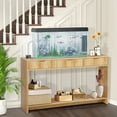 thumbnail image 5 of PHOYAL Fluted Natural Console Table with 3 Drawers, Wave Entryway Table with Storage Shelf, Narrow Wood Sofa Table for Hallway Living Room, 5 of 7