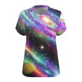 thumbnail image 4 of Lovskoo 2024 Outer Space T Shirts for Women Graphic Printed Galaxy Solar System Planets Nebula Shirt Short Sleeve V Neck Blouse Black 2XL, 4 of 5