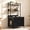 Black, variant on 57" Tall Black Metal Cat Litter Box Enclosure, Hidden Litter Box Cabinet with 3-Tier Shelves, Doors & 4 S-Hooks, Odor Control Pet House for Large Cats