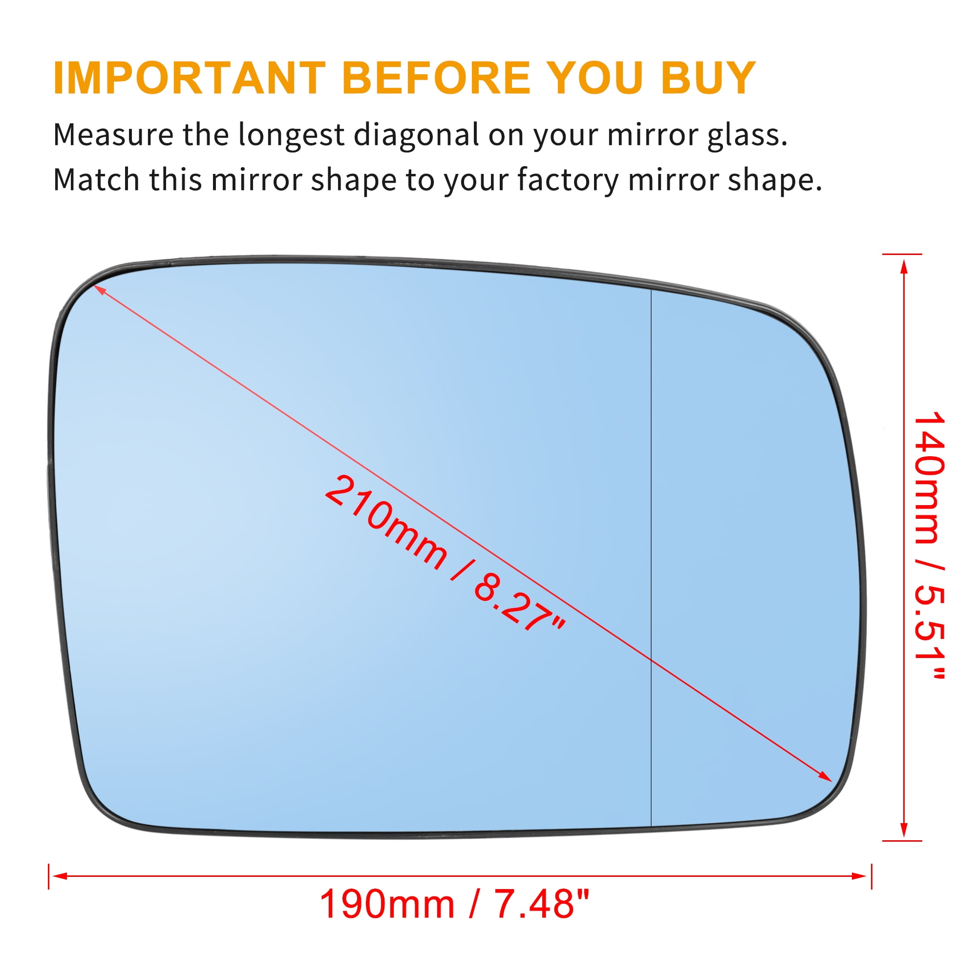 Unique Bargains Right Mirror Glass Heated Backing Plate