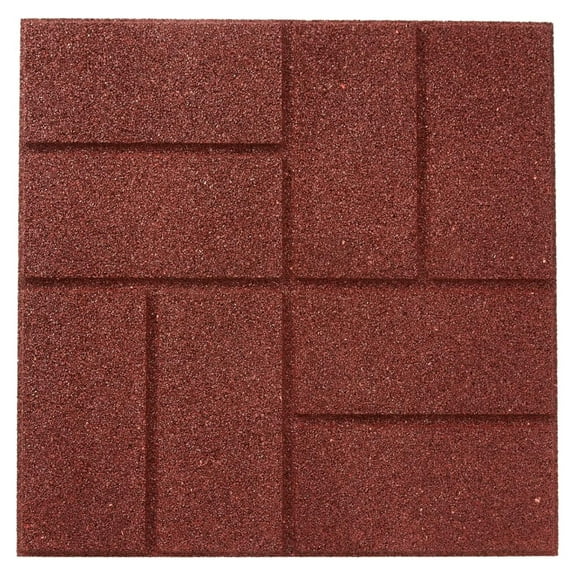 Dual Sided Rubber Paver Tile - 16" X 16" X 3/4" (Red, 5 Tiles)