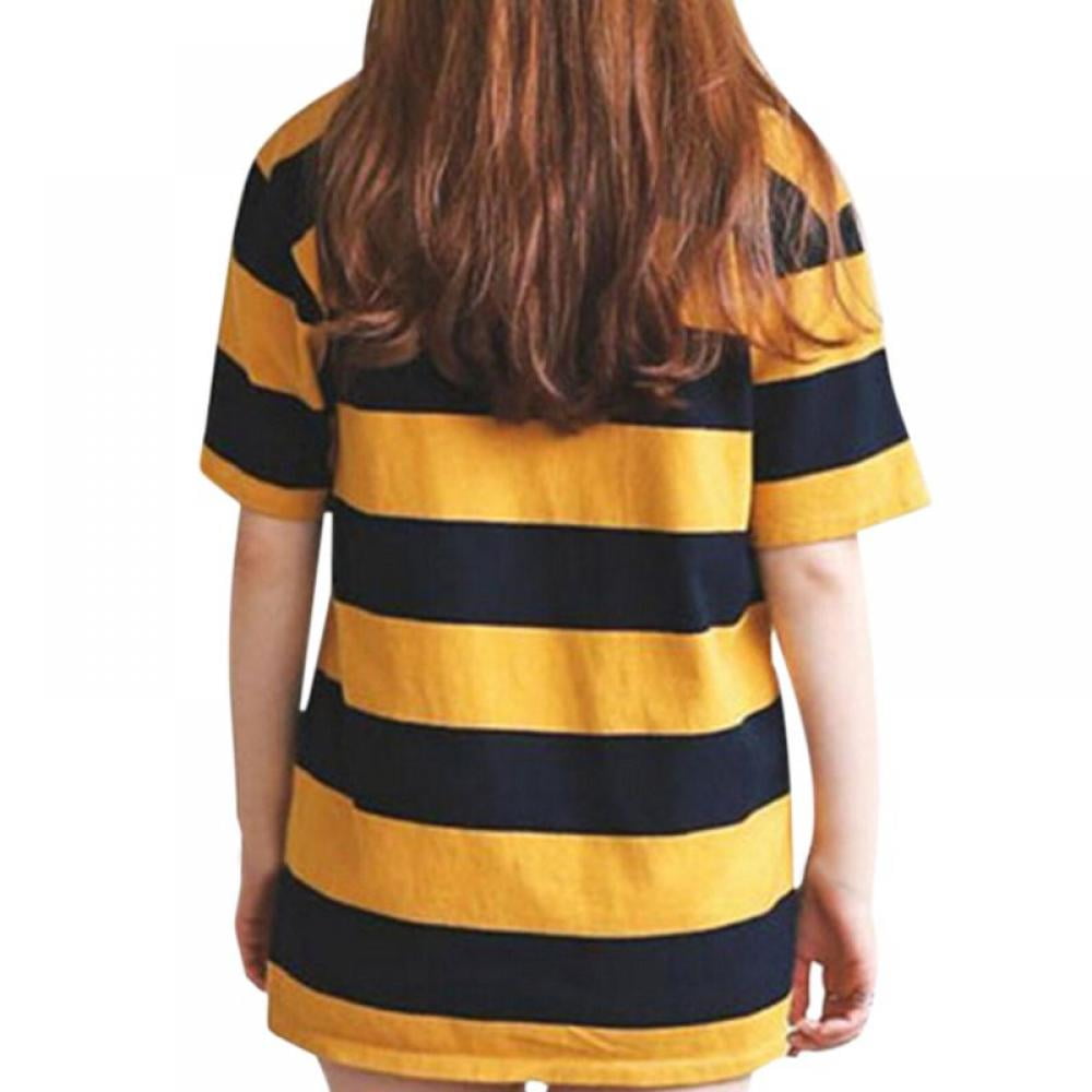 Women's T Shirt Striped Shirt Yellow and Black Stripes Tops Women's T Shirt Striped Shirt Yellow and Black Stripes Tops