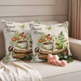 thumbnail image 2 of Pastoral Plant Pillow Covers 2 Pack Sweet Butterfly Coffee Book Vintage Pillowcase Waterproof Outdoor Throw Pillow Cover for Patio Garden Square Cushion 18”x18”, 2 of 9
