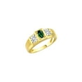 thumbnail image 3 of RYLOS Men's Rings Yellow Gold Plated Silver Classic 6X4MM Oval Gemstone & Diamond Ring Green Sapphire September Birthstone Rings For Men Men's Rings Silver Rings, Size 10, 3 of 7