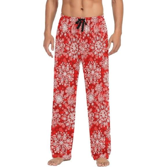GZHJMY Chrismas Snowflake Pajama Pants for Men, Lounge Pants Lightweight Men Pajama Bottoms with Drawstring Pockets, Christmas New Year Birthday Gifts, Small