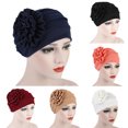 thumbnail image 2 of SPRING PARK Fashion Solid Color Women's Casual Cotton One Side Big Flower Hat Beanie Outdoor Turban Hijab Baggy Cap, 2 of 4