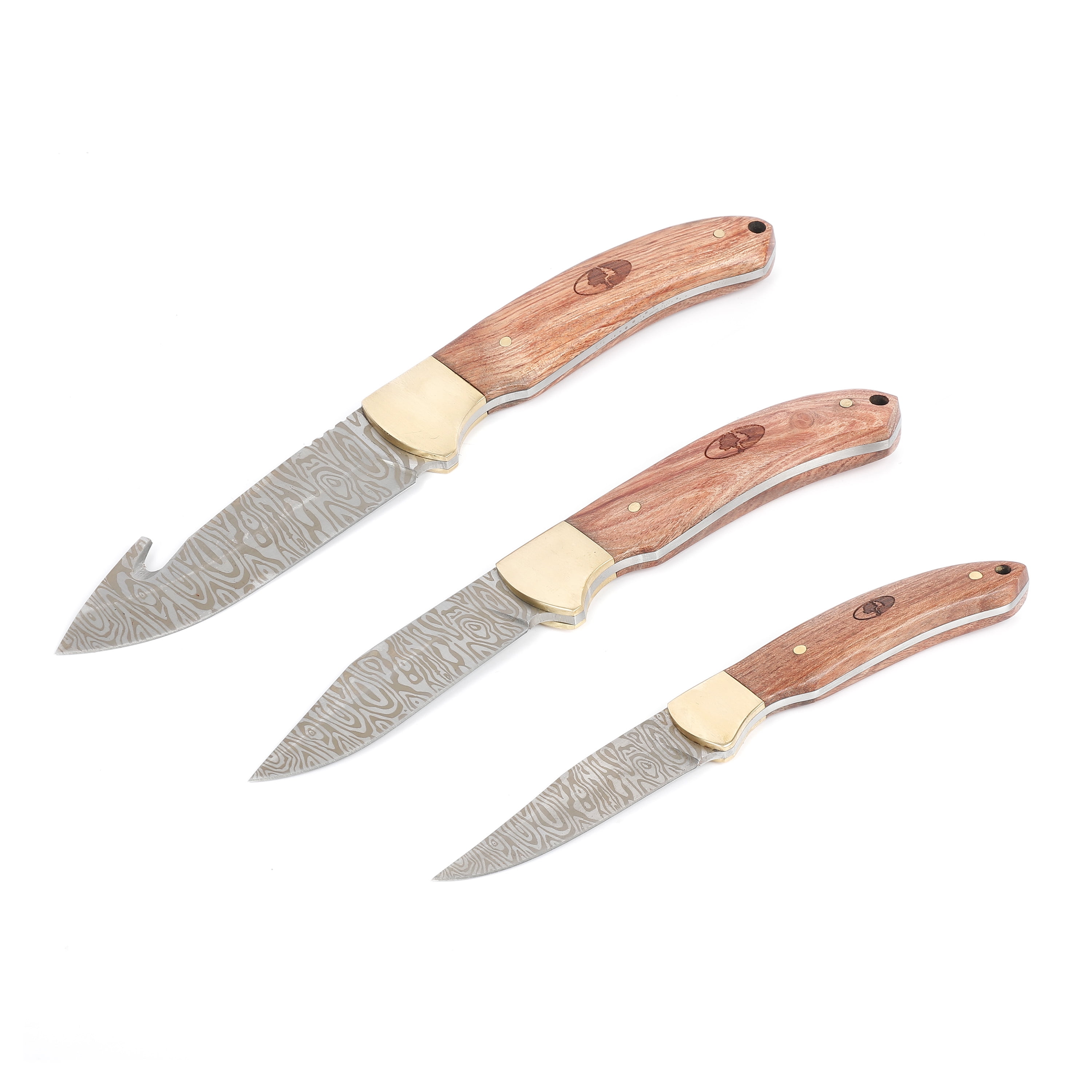 Mossy Oak 3 Piece Wood Finish Stainless Steel Knife Set with Leather  Sheath, Brown - Walmart.com