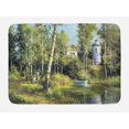 thumbnail image 1 of Nature Bath Mat, Rural Scenery with An Old Ancient House, Lake and Retro Tower Countryside Village Picture, Non-Slip Plush Mat Bathroom Kitchen Laundry Room Decor, 29.5 X 17.5 Inches, Green, Ambesonne, 1 of 2