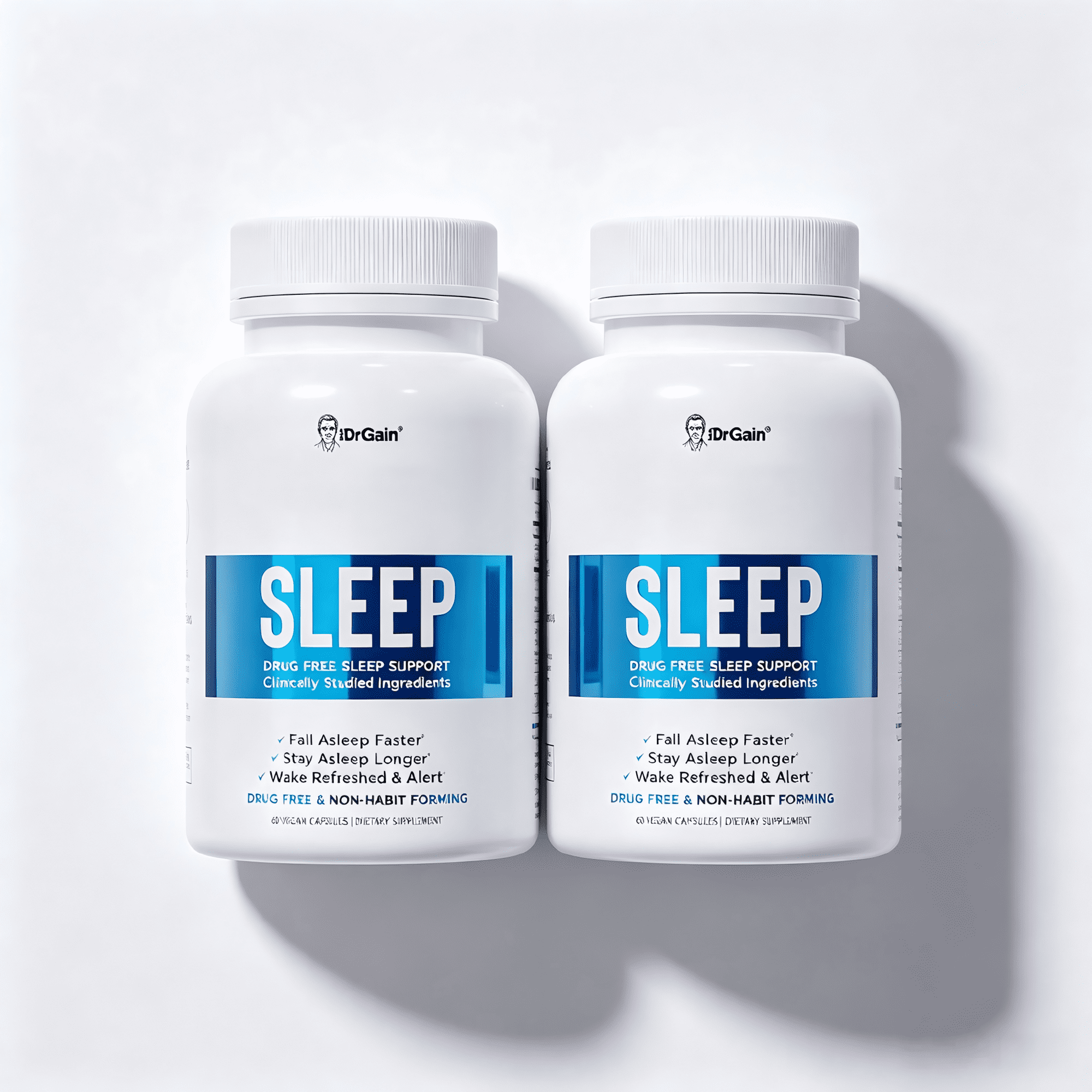 DrGain Sleep Aid for Adults, Nighttime Wellness Capsules,5mg Melatonin, Magnesium Glycinate,2 Pack (120 Total Capsules)