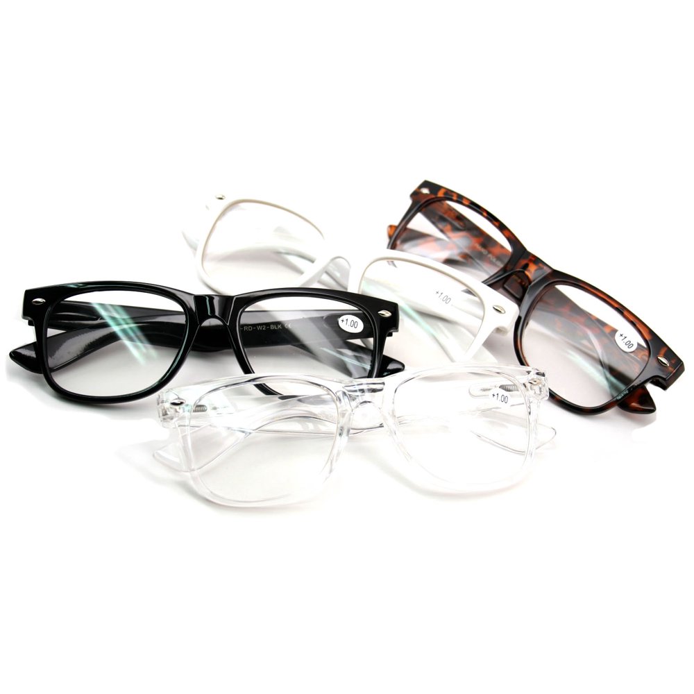 Vision World 4 Pairs Deluxe Reading Glasses Comfortable Stylish