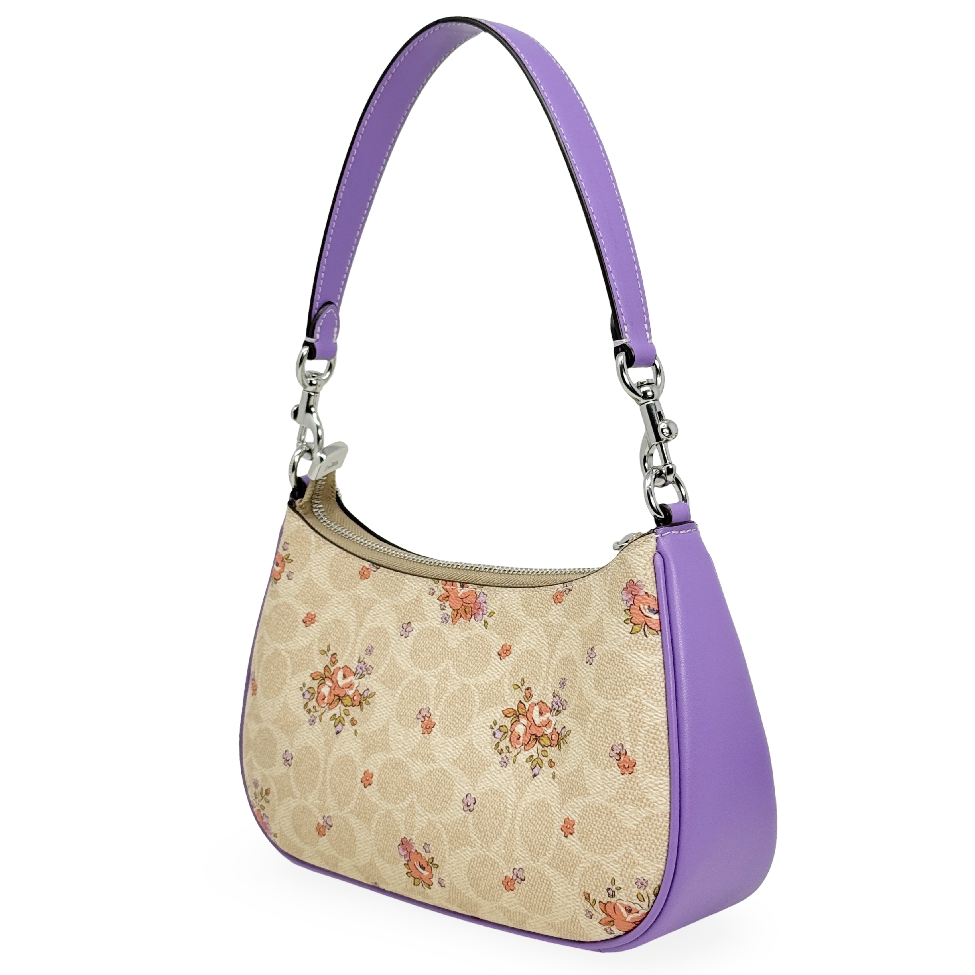 Coach Women's Teri Small Shoulder Bag in Signature Canvas with Floral Print (Sand Multi)