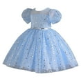 thumbnail image 2 of Flower Girl Dress V-Back Ruffle Sleeve Dresses Girls Tulle Dress for Wedding First Communion with Bow-Knot 4T-12T, 2 of 5