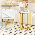 thumbnail image 5 of Baxluxe Modern Side Table 2-Piece Set, Marble-Look Round Metal Side Table, Coffee Side Table, Suitable for Living Room, Bedroom, Small Room, Gold, 5 of 6