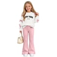 thumbnail image 4 of Enjoytime Girls Sets Two Piece Long Sleeve Bow Print Crew Neck Sweatshirt Flare Pants Outfits Fashion Fall Winter Clothing Set, 4 of 8
