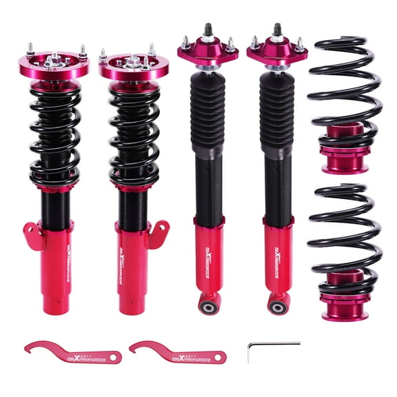 MaXpeedingrods Coilovers for BMW E46 316i 318d 320i, 323i 325i 328i 330i 1998-2006, Height Adjustable Coilovers Suspension Kit, Preset Damping Shock Absorber Struts, Lowering Kit, Red