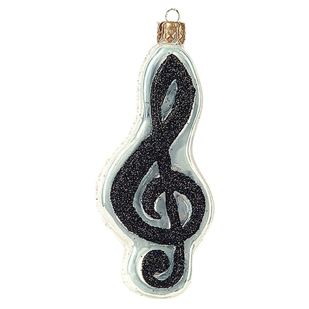 Musical Treble Clef Symbol Polish Blown Glass Christmas ...