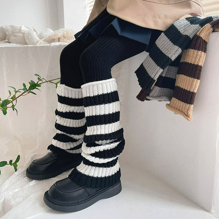 IMISSILLEB Kids Girl Leg Warmers Socks Japanese Style Striped Knit Boot Cuffs Student Socks for Toddler Baby Walmart