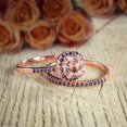 thumbnail image 4 of 1.50 Carat Peach Pink Real Morganite Engagement Bridal Wedding Ring Set Sterling Silver with 18k Gold Plating, 4 of 6