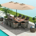 thumbnail image 1 of Costway Ensemble de Salle à Manger en Osier pour Patio de 10 Pcs avec Parasol de Patio Double Face 8 Fauteuils Café, 1 of 10
